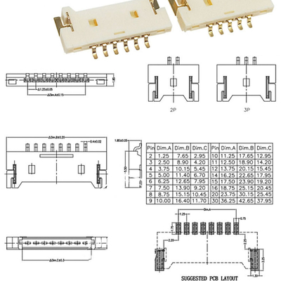 Sostituzione 51146 1.25mm Pitch Head Surface Mount Right Angle Wire to Board Connector
