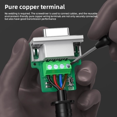 Femmina DB9 ad adattatore di interfaccia bus CAN terminali a vite a 4 pin con resistore da 120 ohm
