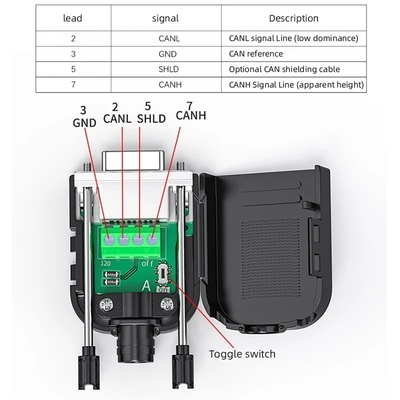 Femmina DB9 ad adattatore di interfaccia bus CAN terminali a vite a 4 pin con resistore da 120 ohm
