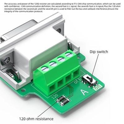 Femmina DB9 ad adattatore di interfaccia bus CAN terminali a vite a 4 pin con resistore da 120 ohm