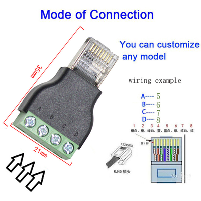 RJ45 Network Male Plug 8P8C to 4 Pin Screw Terminal Blocks Adapter RS485