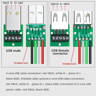Cassa in metallo USB Jack maschio o femmina a blocchi terminali a vite a 5 pin Adaptatore di connettore