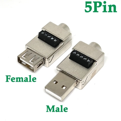 Cassa in metallo USB Jack maschio o femmina a blocchi terminali a vite a 5 pin Adaptatore di connettore