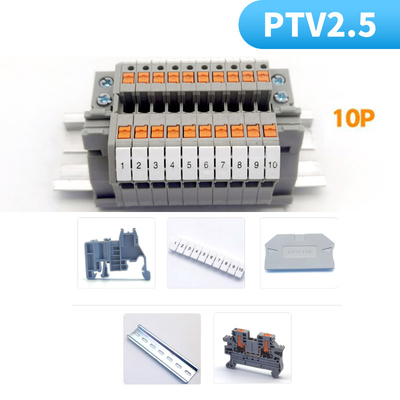 PTV 2.5 Ingresso laterale Connessione push-in Morsetto a molla Kit di morsettiere per guida DIN Set 24A 800V