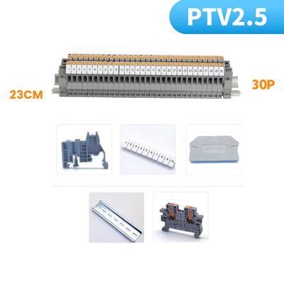 PTV 2.5 Ingresso laterale Connessione push-in Morsetto a molla Kit di morsettiere per guida DIN Set 24A 800V