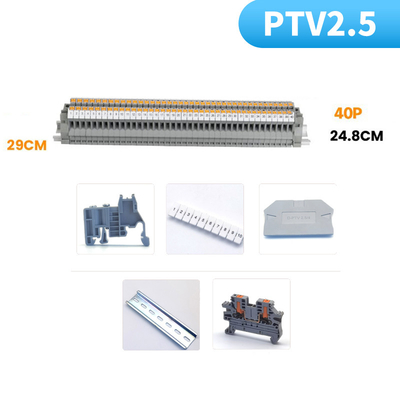 PTV 2.5 Ingresso laterale Connessione push-in Morsetto a molla Kit di morsettiere per guida DIN Set 24A 800V