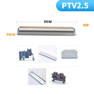 PTV 2.5 Ingresso laterale Connessione push-in Morsetto a molla Kit di morsettiere per guida DIN Set 24A 800V