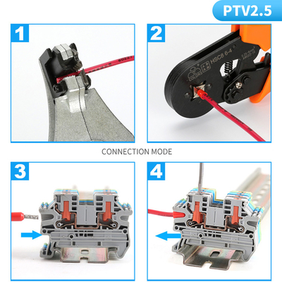 PTV 2.5 Ingresso laterale Connessione push-in Morsetto a molla Kit di morsettiere per guida DIN Set 24A 800V