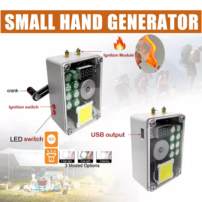 Casella generatrice a mano Power Bank di emergenza Caricabatterie per telefono USB Accenditore alimentazione manuale Accensione
