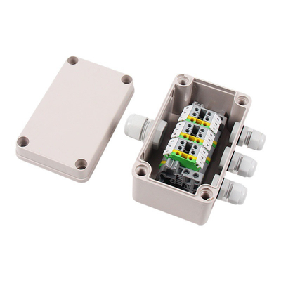IP65 Casella di giunzione del cavo impermeabile 80*130*70mm con UK2.5B Din Rail Terminal Blocks 1 in 3 out