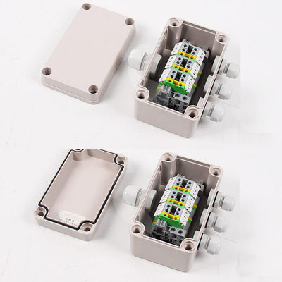 IP65 Casella di giunzione del cavo impermeabile 80*130*70mm con UK2.5B Din Rail Terminal Blocks 1 in 3 out
