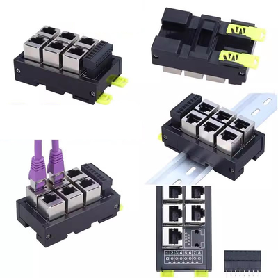 Black RJ45 Jack femminile 8P8C 6 Port Hub to 8 Pin Screw Terminal Block Adapter per l'applicazione servo