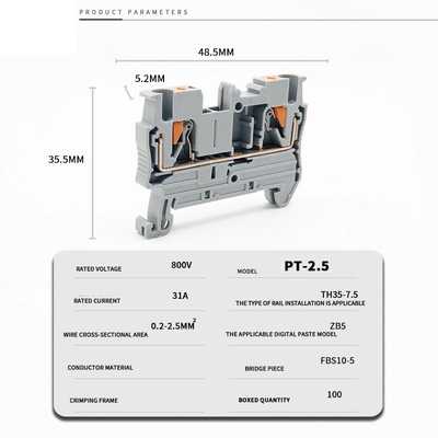 Casella di giunzione di distribuzione in alluminio impermeabile a 3 vie con PT2.5 Din Rail Terminal Blocks 120*120*82mm