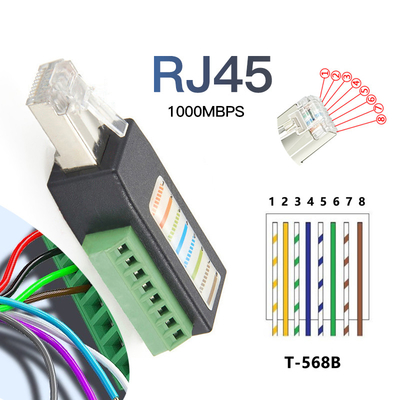 RJ45 Network Plug Male Connector to 8 Pin Screw Terminal Blocks Adapter per dispositivi Campbell Datalogger