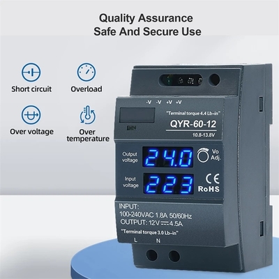 60W 12V 24V Din Rail Power Display digitale a corrente alternativa regolabile per LED Light Strip