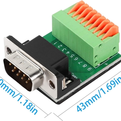 Adattatore di serie di Pin Female Male RS232 del sottomarino 9 di DB9 D al bordo di sblocco dei blocchetti terminali della vite senza copertura