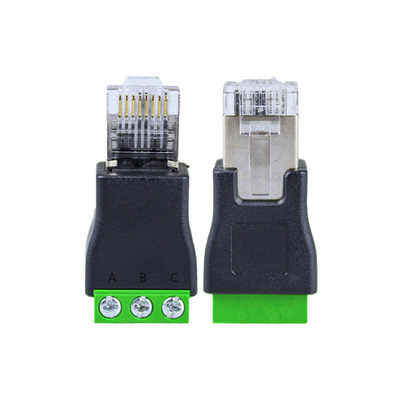 RJ45 Maschio a RS485 3 Pin Screw Terminal Adapter Connector Splitter