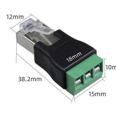 RJ45 Maschio a RS485 3 Pin Screw Terminal Adapter Connector Splitter