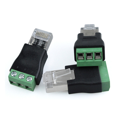 RJ45 Maschio a RS485 3 Pin Screw Terminal Adapter Connector Splitter
