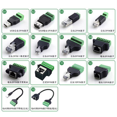 Maschio 8P8C della rete RJ45 all'adattatore del blocchetto terminali della vite RS485
