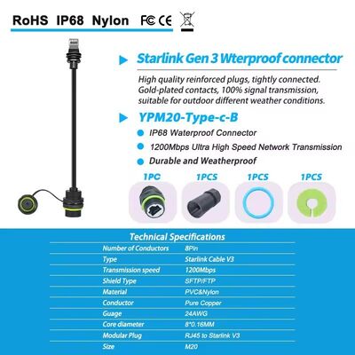 250 mm Starlink Ethernet Adapter Gen 3 Mini, cavo di estensione Starlink all'accoppiatore RJ45