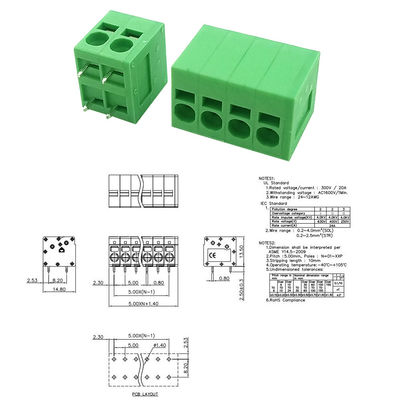 il PWB del passo 7.50mm/di 5.00mm ha montato la combinazione dei blocchetti terminali della vite