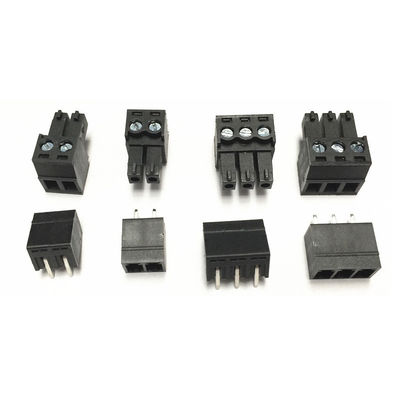 i blocchetti terminali Pluggable della vite del PWB del passo di 3.81mm tappano + Pin Header Black ad angolo retto
