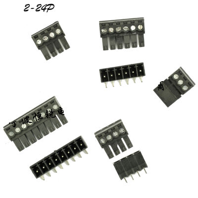 i blocchetti terminali Pluggable della vite del PWB del passo di 3.81mm tappano + Pin Header Black ad angolo retto