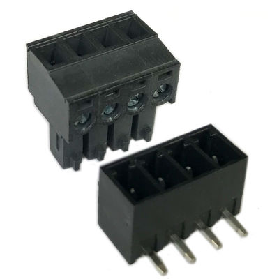 i blocchetti terminali Pluggable della vite del PWB del passo di 3.81mm tappano + Pin Header Black ad angolo retto