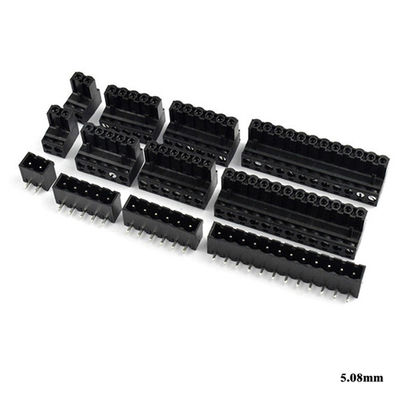 i blocchetti terminali Pluggable della vite del PWB del passo di 5.08mm tappano + Pin Header Black ad angolo retto