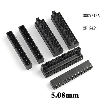 i blocchetti terminali Pluggable della vite del PWB del passo di 5.08mm tappano + Pin Header Black ad angolo retto