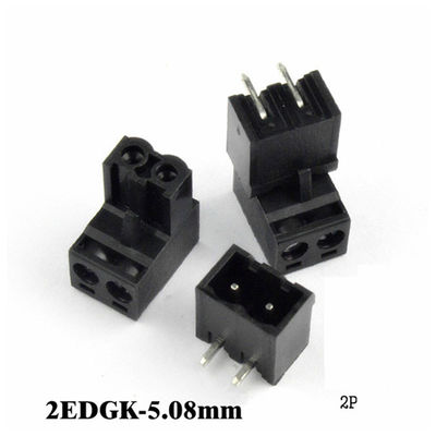 i blocchetti terminali Pluggable della vite del PWB del passo di 5.08mm tappano + Pin Header Black ad angolo retto