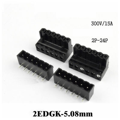 i blocchetti terminali Pluggable della vite del PWB del passo di 5.08mm tappano + Pin Header Black ad angolo retto