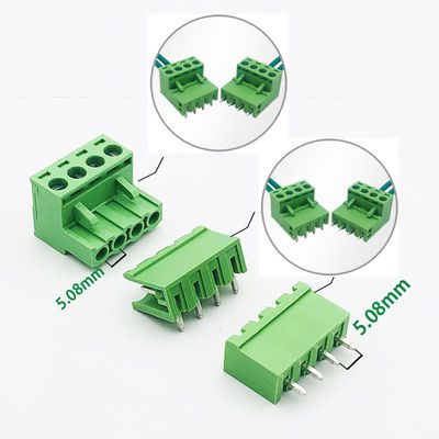 5.08mm Pitch PCB Plug-in Screw Terminal Blocks Plug + Right Angle Pin Header con servizio di marcatore stampato