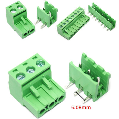 5.08mm Pitch PCB Plug-in Screw Terminal Blocks Plug + Right Angle Pin Header con servizio di marcatore stampato