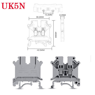 ² 800V 41A dei blocchetti terminali del morsetto della vite della ferrovia di BACCANO di serie di UK5N Regno Unito 0.2-4mm