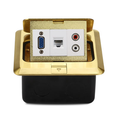 Scatola di distribuzione a terra degli audio di multimedia di VGA RJ45 di combinazione di pop-up incavi d'ottone del pavimento impermeabile
