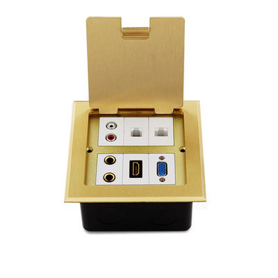 Scatola di distribuzione a terra degli audio di multimedia di VGA RJ45 di combinazione di pop-up incavi d'ottone del pavimento impermeabile