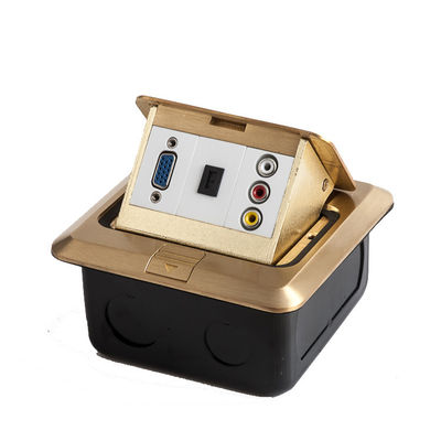 Scatola di distribuzione a terra degli audio di multimedia di VGA RJ45 di combinazione di pop-up incavi d'ottone del pavimento impermeabile