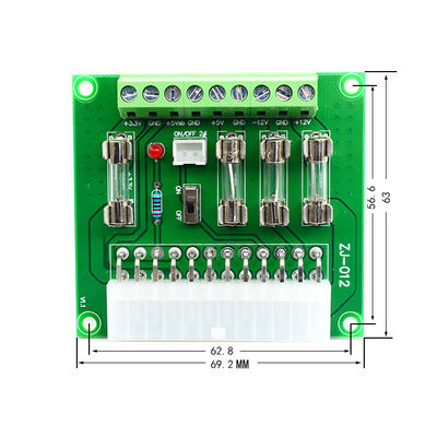Bordo +3.3V +5V -12V +12V +5V di sblocco dei blocchetti terminali di distribuzione dell'alimentatore in CC del computer ATX