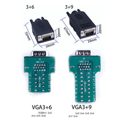 Pin VGA (3+9) tre fermagli maschii del sottomarino 15 di DB15 D di fila all'adattatore dei blocchetti terminali