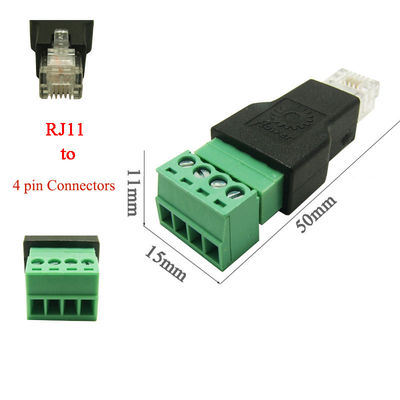 Spine modulari del connettore maschio di RJ11 6P4C a 4 Pin Screw Terminal Blocks Adapter