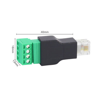 Spine modulari del connettore maschio di RJ11 6P4C a 4 Pin Screw Terminal Blocks Adapter