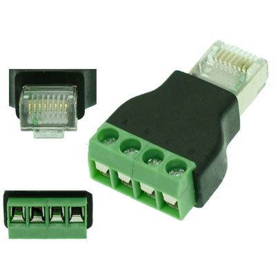 RJ45 Network Male Plug 8P8C to 4 Pin Screw Terminal Blocks Adapter RS485