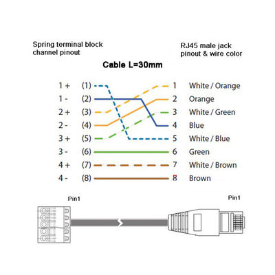 Connettore di RJ45 8P8C a 8 Pin Screw Terminal Block Adapter 30cm lungamente per soluzione del CCTV di sicurezza la video