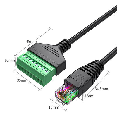 Connettore del maschio o femminile RJ45 8P8C al cavo 30cm di 8 Pin Screw Terminals Converter Adapter lungamente