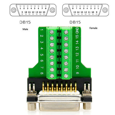 Sottomarino 15 Pin Dual Row Connectors di DB15 D all'adattatore dei blocchetti terminali con alloggio