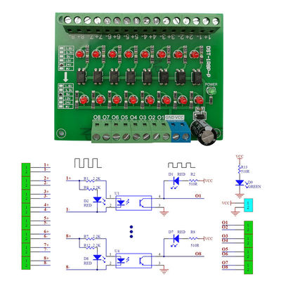 I blocchetti terminali del convertitore di segnali di TTL HTL si imbarcano su 8 modi per lo SpA NPN o PNP 1.8V 3.3V 5V 12V 24V ha introdotto