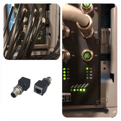 Spina di Ethernet RJ45 del fermaglio maschio del centro M12 4 all'adattatore o