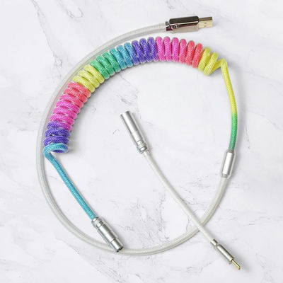 Connettore arrotolato del cavo meccanico della tastiera audio che coppia il tipo-c cavo di USB dell'arcobaleno